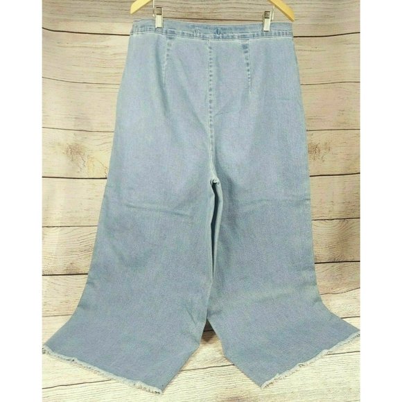 Forever 21 Plus Women Jeans High-Rise Ankle Wide Leg Light Denim Pants Side Zip - Picture 12 of 12